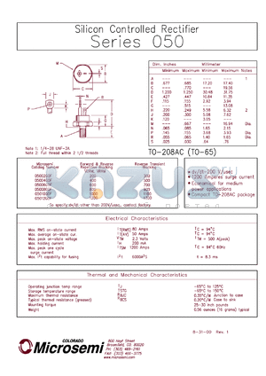 05002GOF datasheet - Silicon Controlled Rectifier