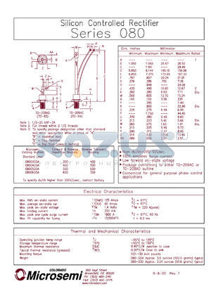 08005GOA datasheet - Silicon Controlled Rectifier