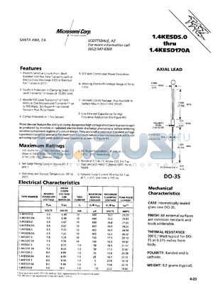 1.4KESD110C datasheet - Transient Voltage Suppressor