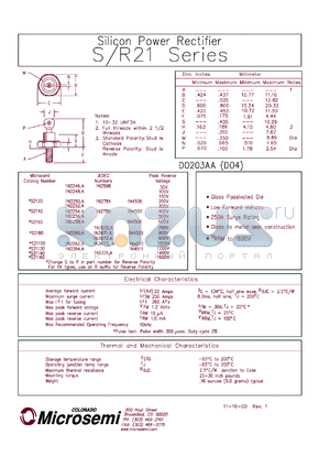 1N2598 datasheet - Standard Rectifier (trr more than 500ns)