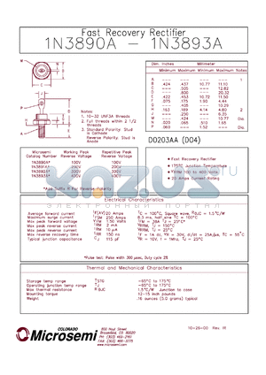 1N3892AR datasheet - Fast Rectifier (100-500ns)