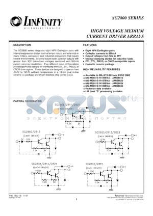 SG2803J/883B datasheet - Driver - Medium Current Array