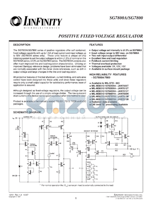 SG7806AK/DESC datasheet - Positive Fixed Linear Voltage Regulators