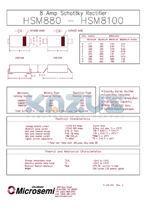 HSM8100G datasheet - Schottky Rectifier