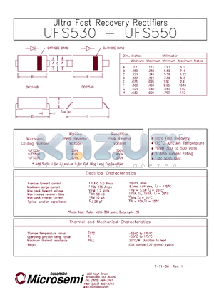 UFS540G datasheet - Ultra Fast Rectifier (less than 100ns)