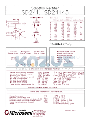 SD24145 datasheet - Schottky Rectifier