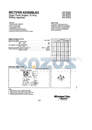 SPB25JAN datasheet - Single Phase Bridge