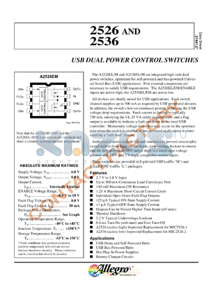 A2526EL datasheet - USB dual power control switches