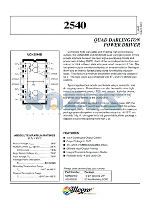 A2540SLB datasheet - Quad darlington power driver