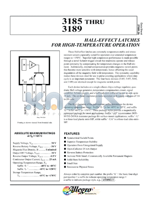 A3187LU datasheet - Hall-effect latche for high-temperature operation