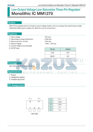 MM1270ZN datasheet - Low-output voltage low-saturation three-pin regulator