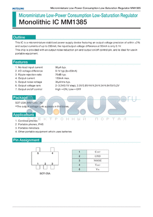MM1385ZN datasheet - Microminiature low-power consumption low-saturation regulator