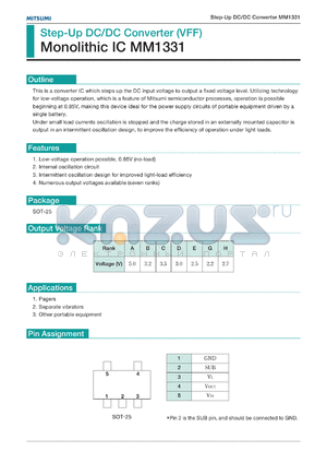 MM1331A datasheet - Step-up DC/DC coverter(VFF)