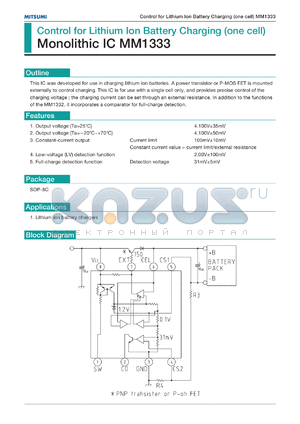 MM1333 datasheet - Control of lithium ion battery chargihg (one cell)