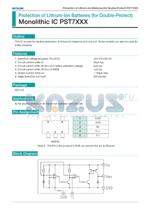 PST75XX datasheet - Protection of lithium-ion batteries (for double-protect)