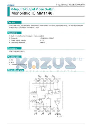 MM1140XF datasheet - 6-input 1-output video switch