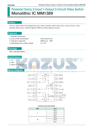 MM1389XF datasheet - Pedestal clamp 2-input 1-output 3-circuit video switch