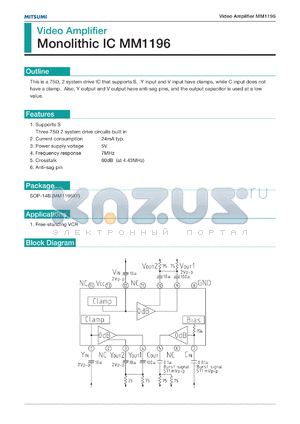 MM1196XF datasheet - Video amplifier