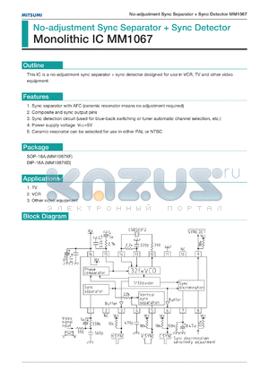 MM1067XD datasheet - No-adjustment sync separator + sync detector
