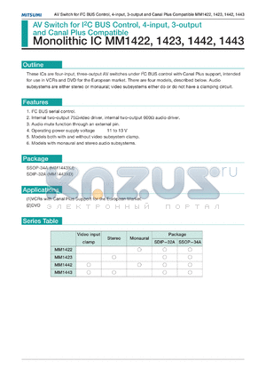 MM1442XJ datasheet - AV switch for IC BUS control, 4-input, 3 output and canal plus compatible