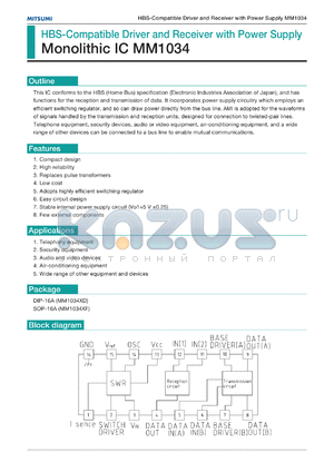 MM1034XF datasheet - HBS-compaqtible driver and receiver with power supply