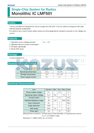 LMF501T-2 datasheet - Single-chip system for radios