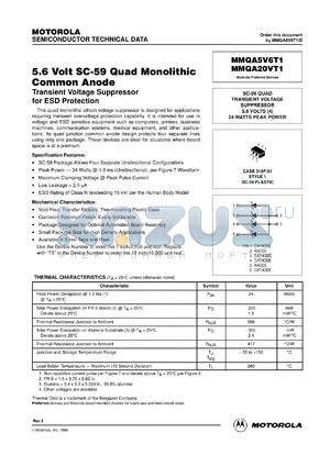 MMGA20VT1 datasheet - SC-59 quad monolithic common anode