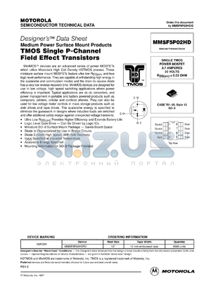 MMSF5P02HDR2 datasheet - TMOS single P-channel field effect transistor