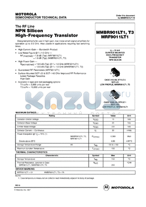 MMBR9011LT1 datasheet - NPN silicon high-frequency transistor