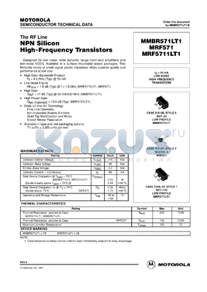MMBR5711LT1 datasheet - NPN silicon high-frequency transistor