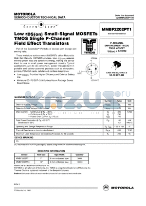 MMBF2201PT3 datasheet - Small-signal MOSFET TMOS single P-channel field effect transistor