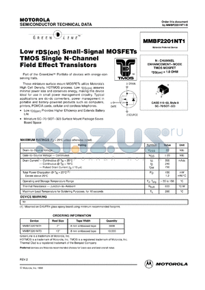 MMBF2201NT3 datasheet - Small-signal MOSFET TMOS single N-channel field effect transistor