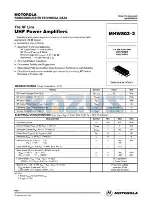 MHW803-2 datasheet - UNF power amplifier