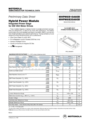 MHPM6B20A60D datasheet - Hybrid power module