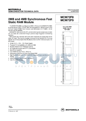 MCM72F8DG10 datasheet - 2MB and 4MB synchronous fast static RAM module