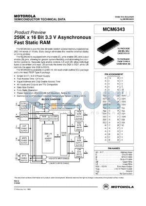 SCM6343TS15A datasheet - 256K X 16 bit 3.3 V asynchronous fact static RAM