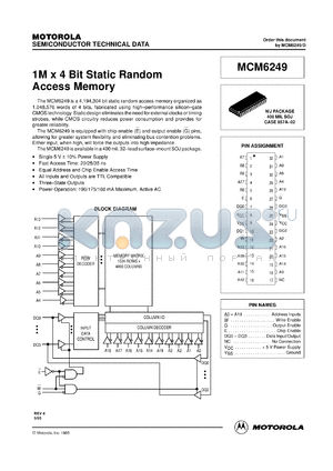 MCM62449WJ20R2 datasheet - 1M X 4 bit static random access memory