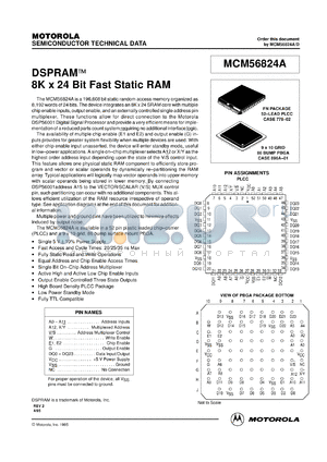 MCM56824AFN25 datasheet - 8K X 24 bit fast static RAM