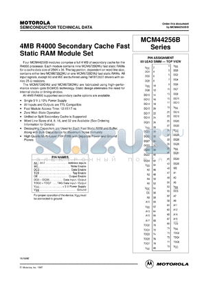 MCM44A256BSG17 datasheet - 4MB R4000 secondary cache fast static RAM  module set