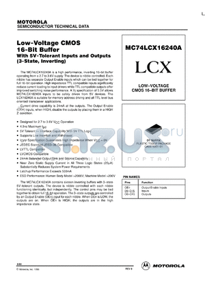 MC74LCX16240ADT datasheet - Low-voltage CMOS 16-bit buffer