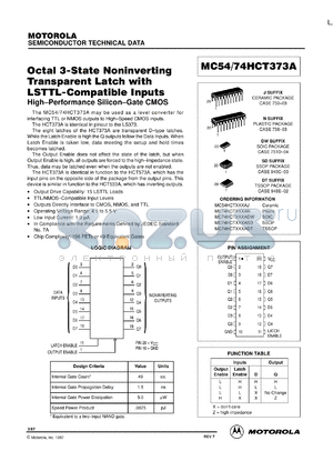 MC54HCT373AJ datasheet - Octal 3-state noninverting transparent latch