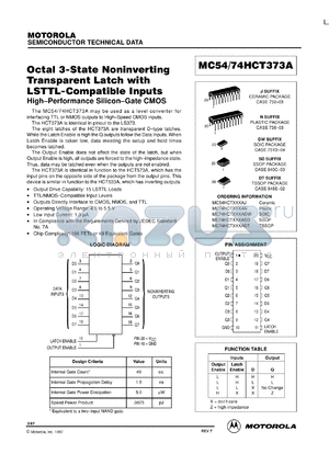 MC74HCT373ASD datasheet - Octal 3-state noninverting transparent latch