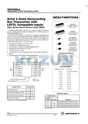 MC74HCT145ADW datasheet - Octal 3-state noninverting bus transceiver