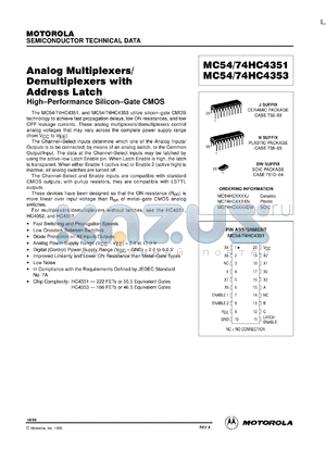 MC54HC4353J datasheet - Analog multiplexer/demultiplexer