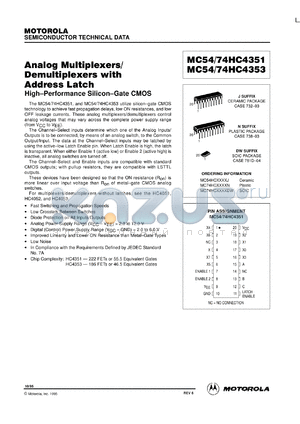 MC54HC4351J datasheet - Analog multiplexer/demultiplexer
