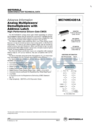 MC74HC4351ADW datasheet - Analog multiplexer/demultiplexer