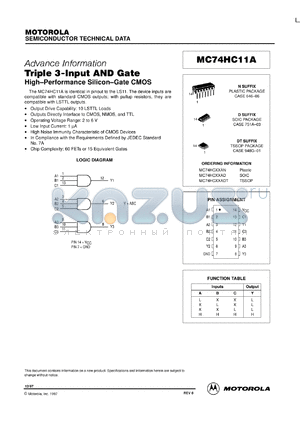 MC74HC11A datasheet - Triple 3-input AND gate