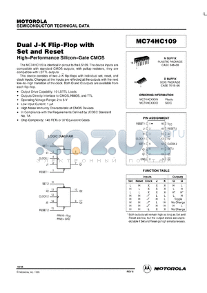 MC74HC109N datasheet - Dual J-K flip-flop with set and reset