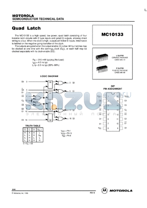 MC10133P datasheet - Quad latch