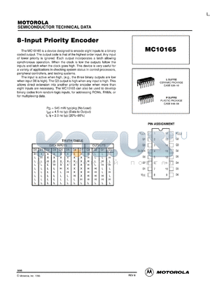 MC10165P datasheet - 8-input priority encoder